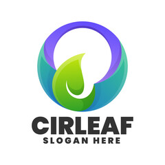 Vector Logo Illustration Circle Leaf Gradient Colorful Style.