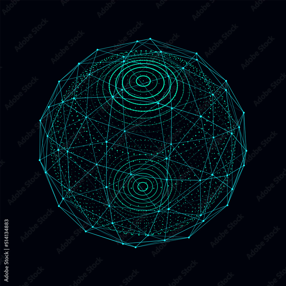Poster vector futuristic sphere of particles and lines. network connection big data. abstract technology ba