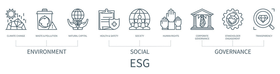 ESG vector infographic in minimal outline style