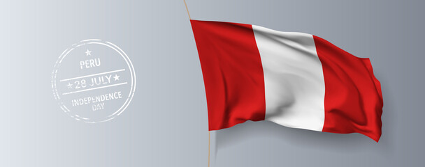 Peru happy independence day greeting card, banner with template text vector illustration