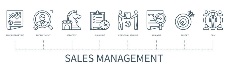 Sales management vector infographic in minimal outline style