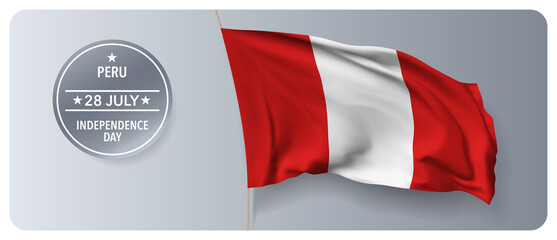 Peru independence day vector banner, greeting card.