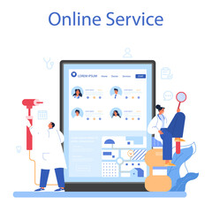 Dentistry online service or platform. Dental doctor in uniform