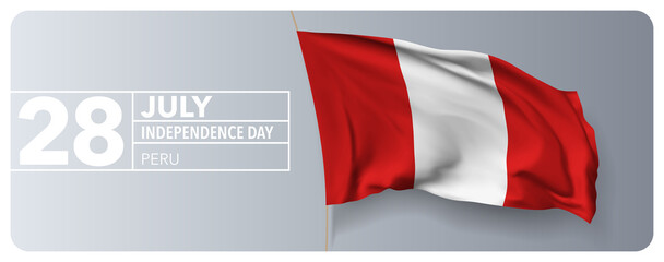 Peru happy independence day greeting card, banner vector illustration