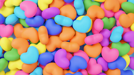 たくさんのカラフルなハート。