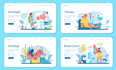Professional oncologist web banner or landing page set. Cancer disease modern