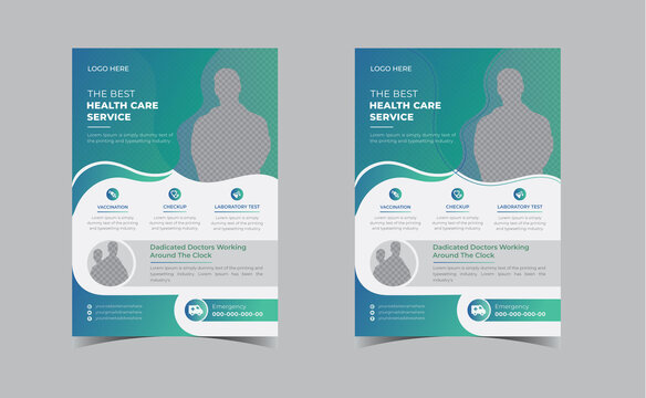 Healthcare flyer, poster layout with gradient color