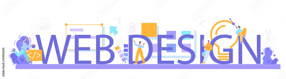 Poster web design web banner or landing page set. interface and content