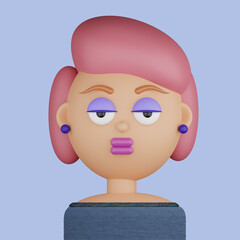 3D cartoon avatar of young woman - 514136217