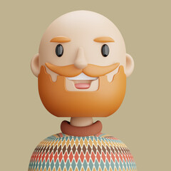 3D cartoon avatar of smiling bearded man