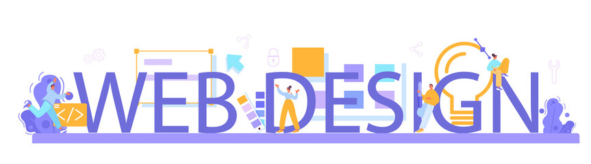 Web design web banner or landing page set. Interface and content