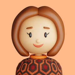 3D cartoon avatar of smiling woman - 514136254