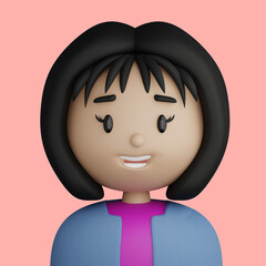 3D cartoon avatar of smiling brunette woman - 514136271