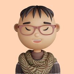 3D cartoon avatar of smiling asian man - 514136284