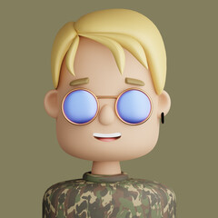 3D cartoon avatar of smiling young  man