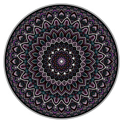 マンダラアート(紫、植物、幾何学模様)