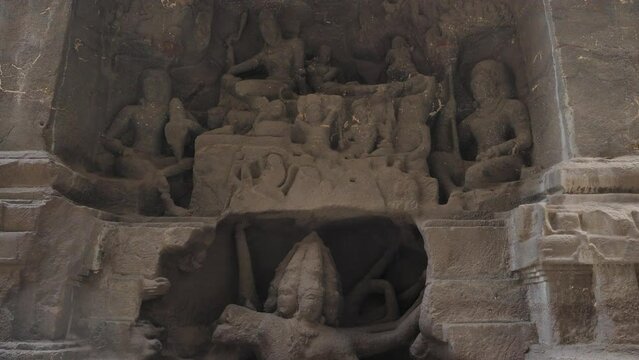 Different sculptures made over the Ellora caves