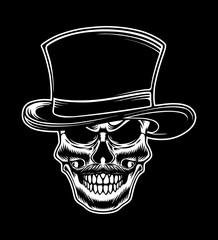 Skull mafia gangster badge design vintage vector logo illustration