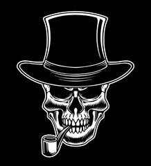 Skull mafia gangster badge design vintage vector logo illustration