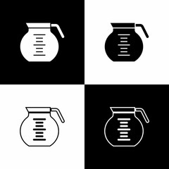 Set Coffee pot icon isolated on black and white background. Vector