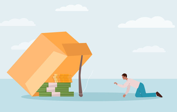 Financial trap concept. Investment risk or low level of financial