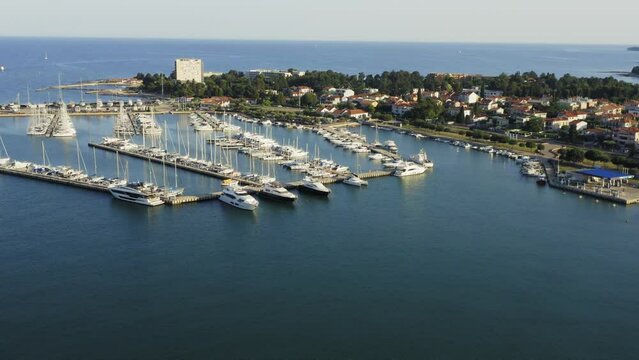 Aerial photo of Marina in Umag town, Istra, Croatia