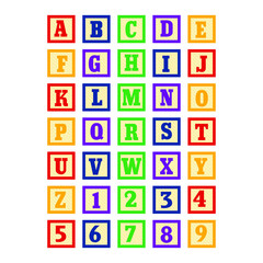 Illustration of a set of children s wooden alphabet blocks