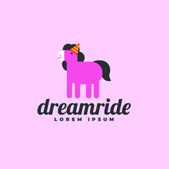 dream ride horse logo design template 