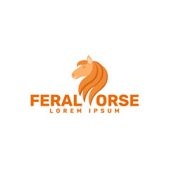 feral horse logo design template  