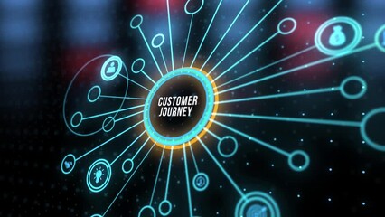 Internet, business, Technology and network concept. Inscription Customer journey on the virtual display. Virtual button.
