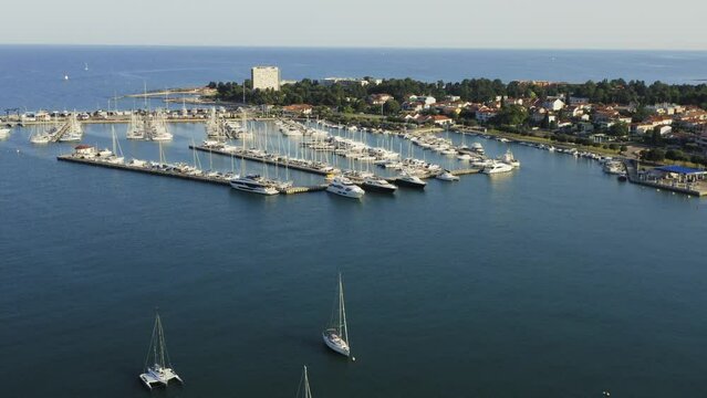Aerial photo of Marina in Umag town, Istra, Croatia