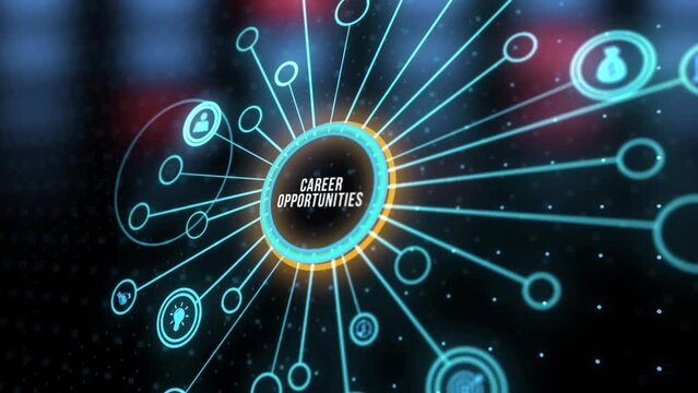 Internet, business, Technology and network concept. CAREER OPPORTUNITIES. Virtual button.