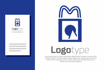 Blue Paper shopping bag icon isolated on white background. Package sign. Logo design template element. Vector