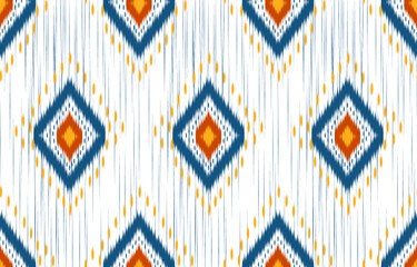 Fabric ethnic Aztec style. Ethnic ikat seamless pattern in tribal. Design for background, wallpaper, illustration, fabric, clothing, carpet, textile, batik, embroidery.