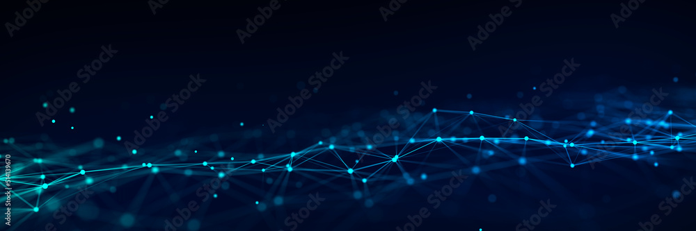 Aufkleber dynamic wave with connected dots and lines. digital wave background concept. abstract technology bac
