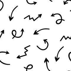 Hand drawn arrows seamless pattern. Creative abstract background. Vector illustration.