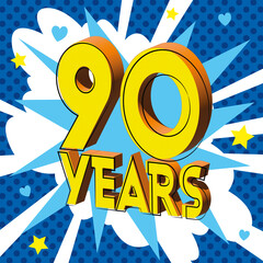 90 ans Carte Anniversaire BirthDay popart Bleu