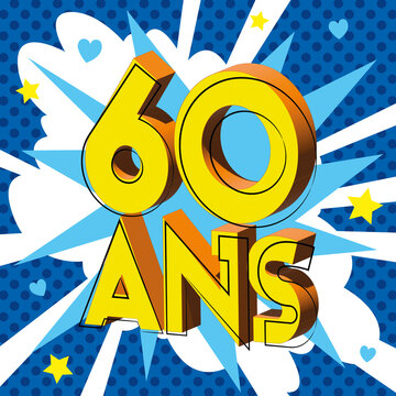 60 ans Carte Anniversaire popart Bleu
