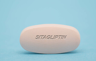 Obraz na płótnie Canvas Sitagliptin Pharmaceutical medicine pills tablet Copy space. Medical concepts.