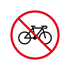 Bike Cycle Ban Black Silhouette Icon. Bicycle Parking Forbidden Pictogram. Bike Race Red Stop Circle Symbol. No Allowed Bicycle Road Sign. Bycicle Prohibited. Isolated Vector Illustration