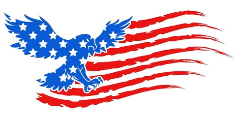Eagle Distressed American Flag vector, Usa Flag vector