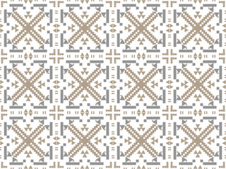 Geometric Seamless Pattern with Tribal Shape. Designed in Ikat, Boho, Aztec, Folk, Motif, Luxury Arabic Style. Ideal for Fabric Garment, Ceramics, Wallpaper. Vector Illustration