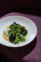 Khinkali with cuttlefish ink