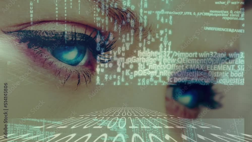 Aufkleber animation of data processing over eyes