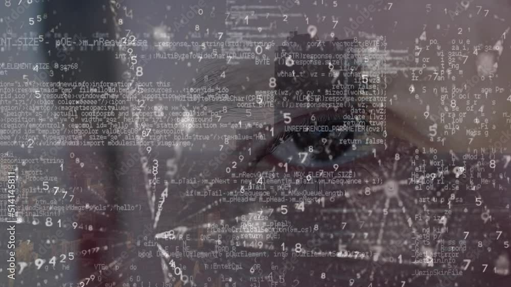 Poster animation of data processing over eye