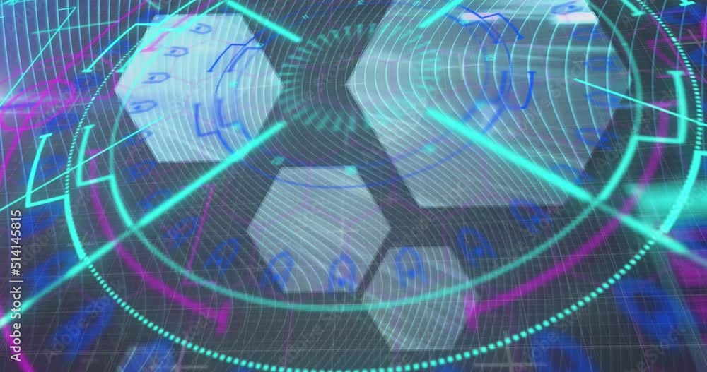 Poster animation of data processing over black background