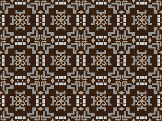 Geometric Seamless Pattern with Tribal Shape. Designed in Ikat, Boho, Aztec, Folk, Motif, Luxury Arabic Style. Ideal for Fabric Garment, Ceramics, Wallpaper. Vector Illustration