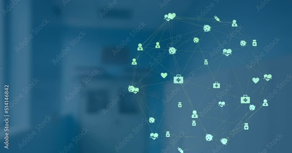 Poster animation of network of connections with icons