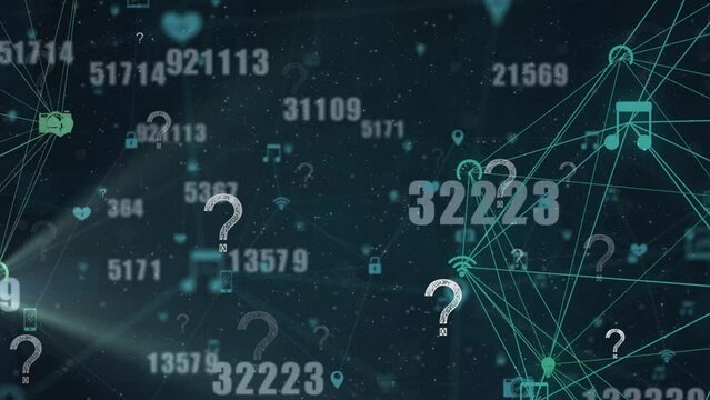 Animation of mathematical equations and numbers over black background