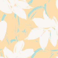 Tropical Leaf Brush Strokes Seamless Pattern Design -